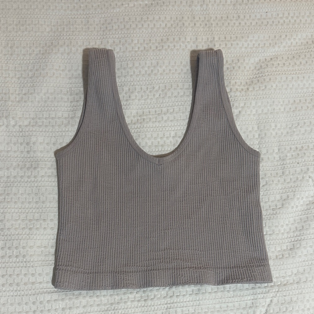 Gray Ribbed Women's Top